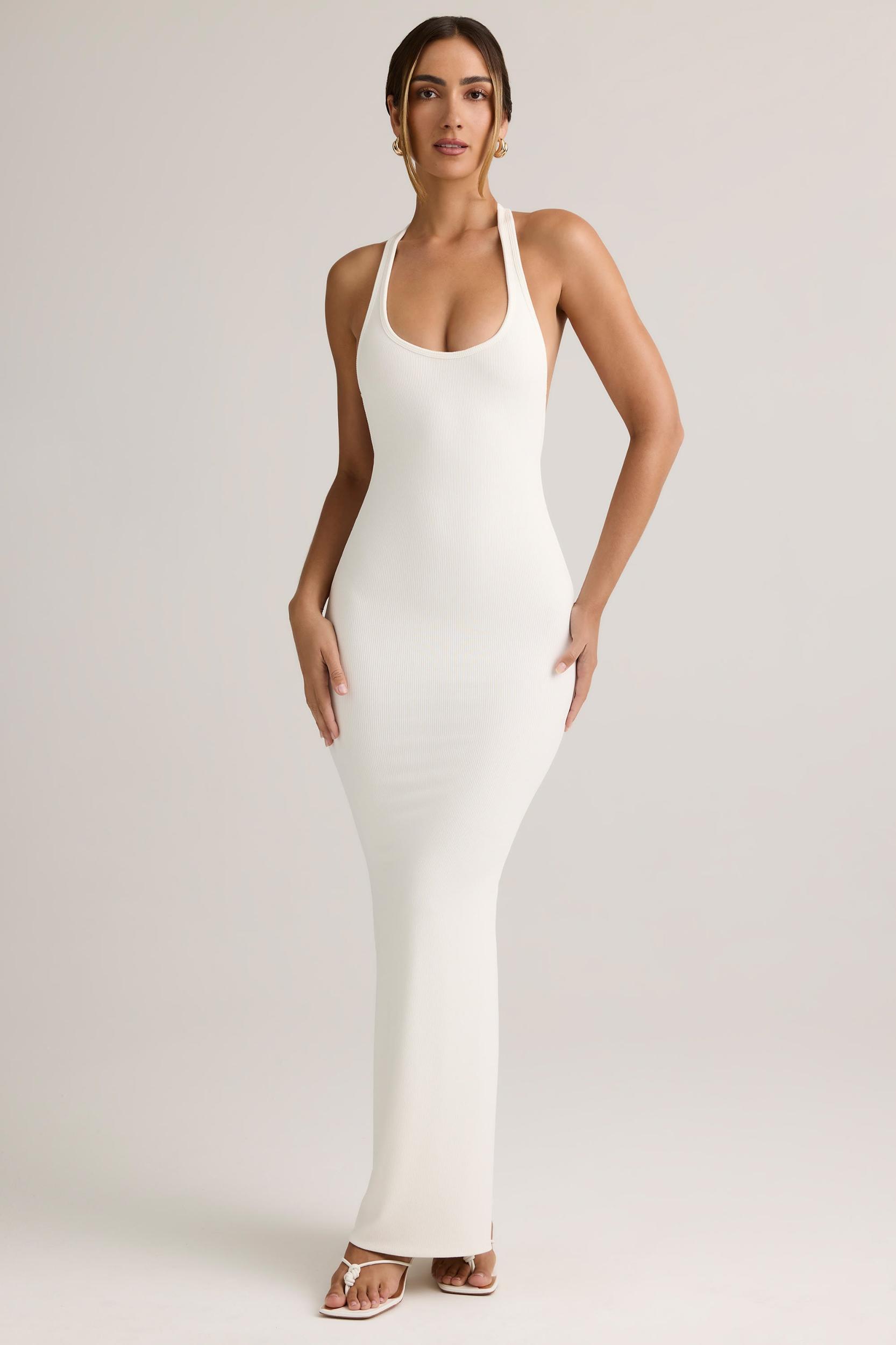 Modal Racerback Maxi Dress in White Product Image