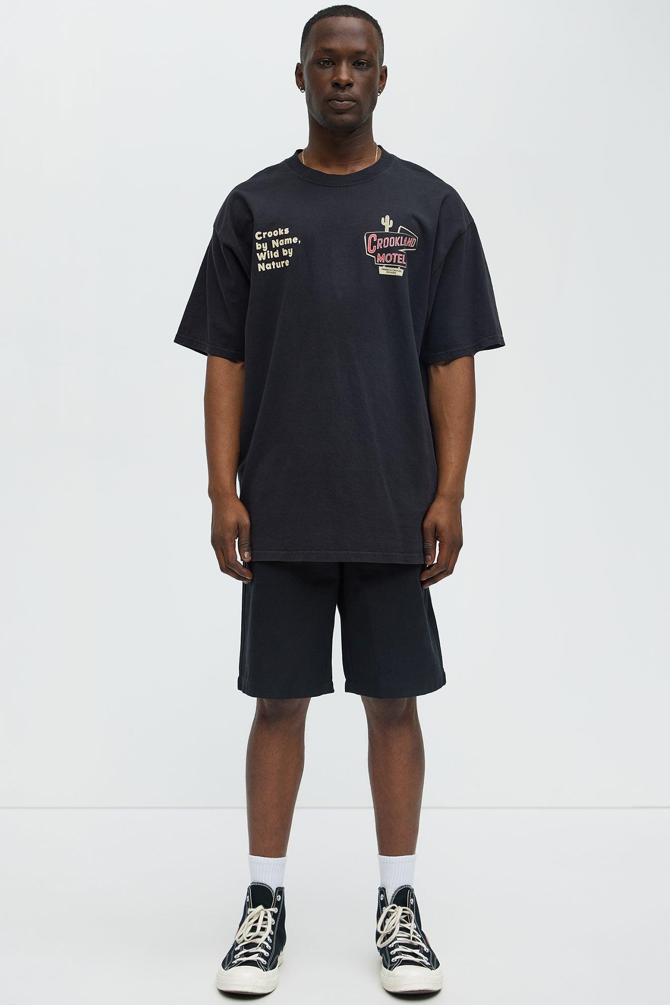 Crookland Oversized Motel Short Sleeve Tee - Black Male Product Image