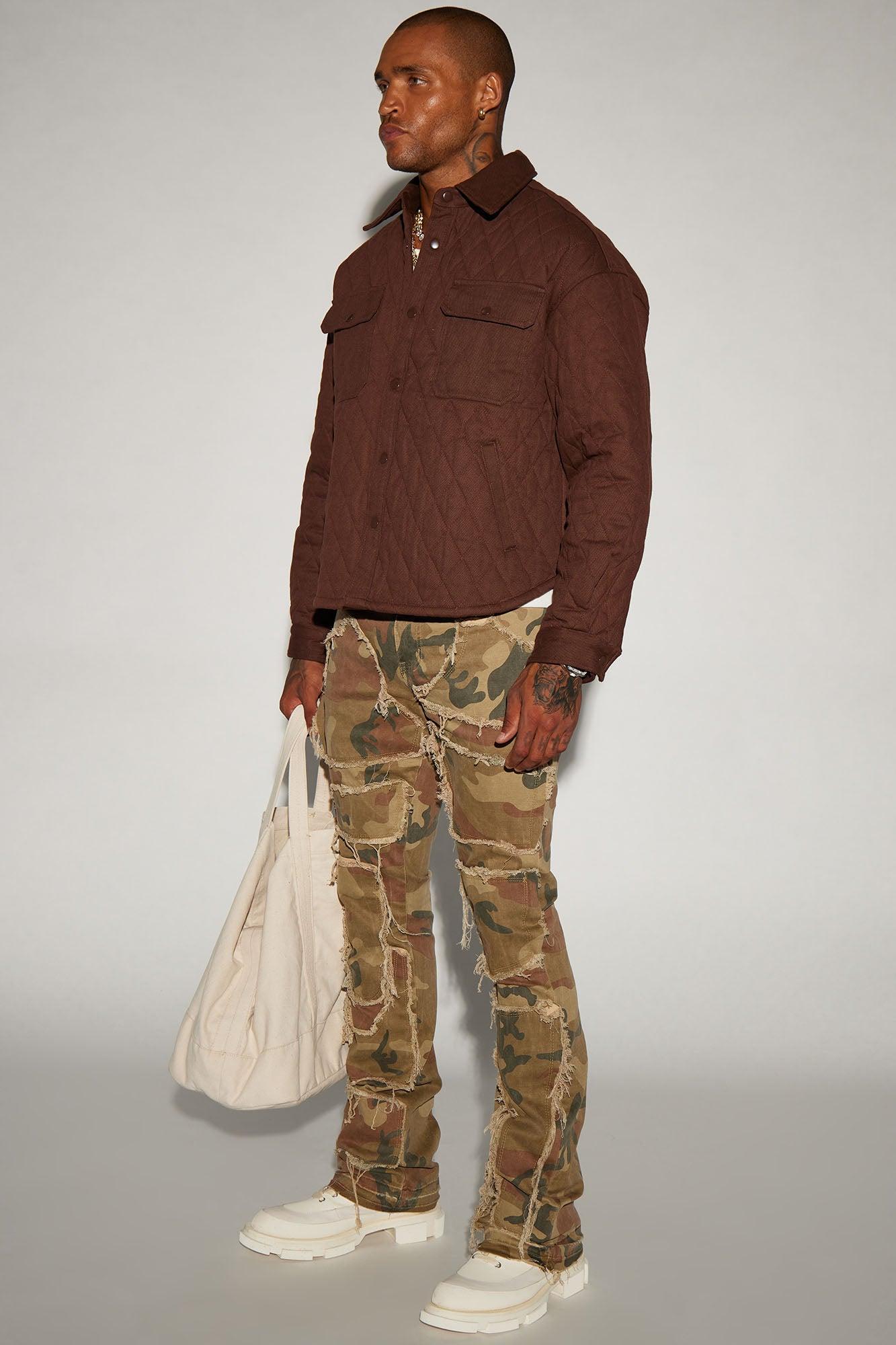 Patch It Up Stacked Skinny Flare Pants - Brown/combo Product Image