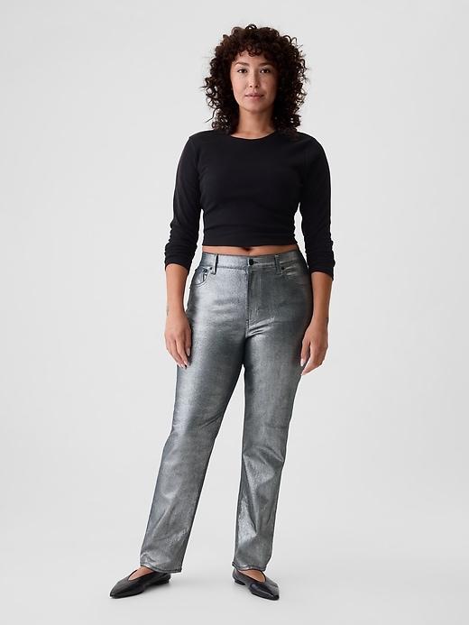 High Rise Metallic '90s Straight Jeans Product Image