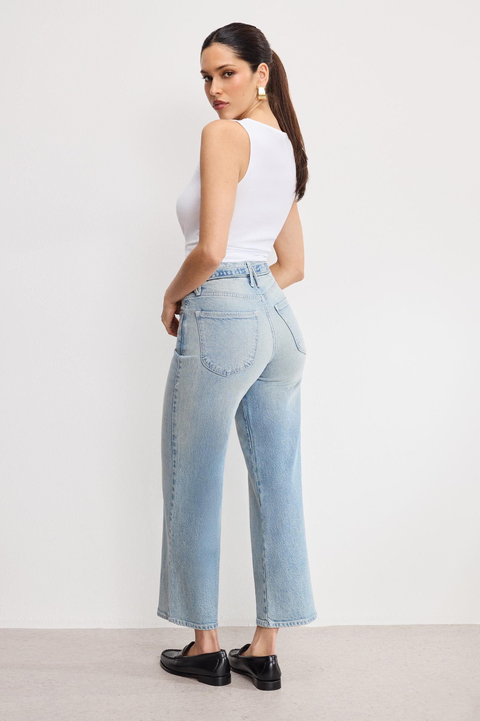 GOOD WAIST PALAZZO CROPPED JEANS | INDIGO999 Product Image