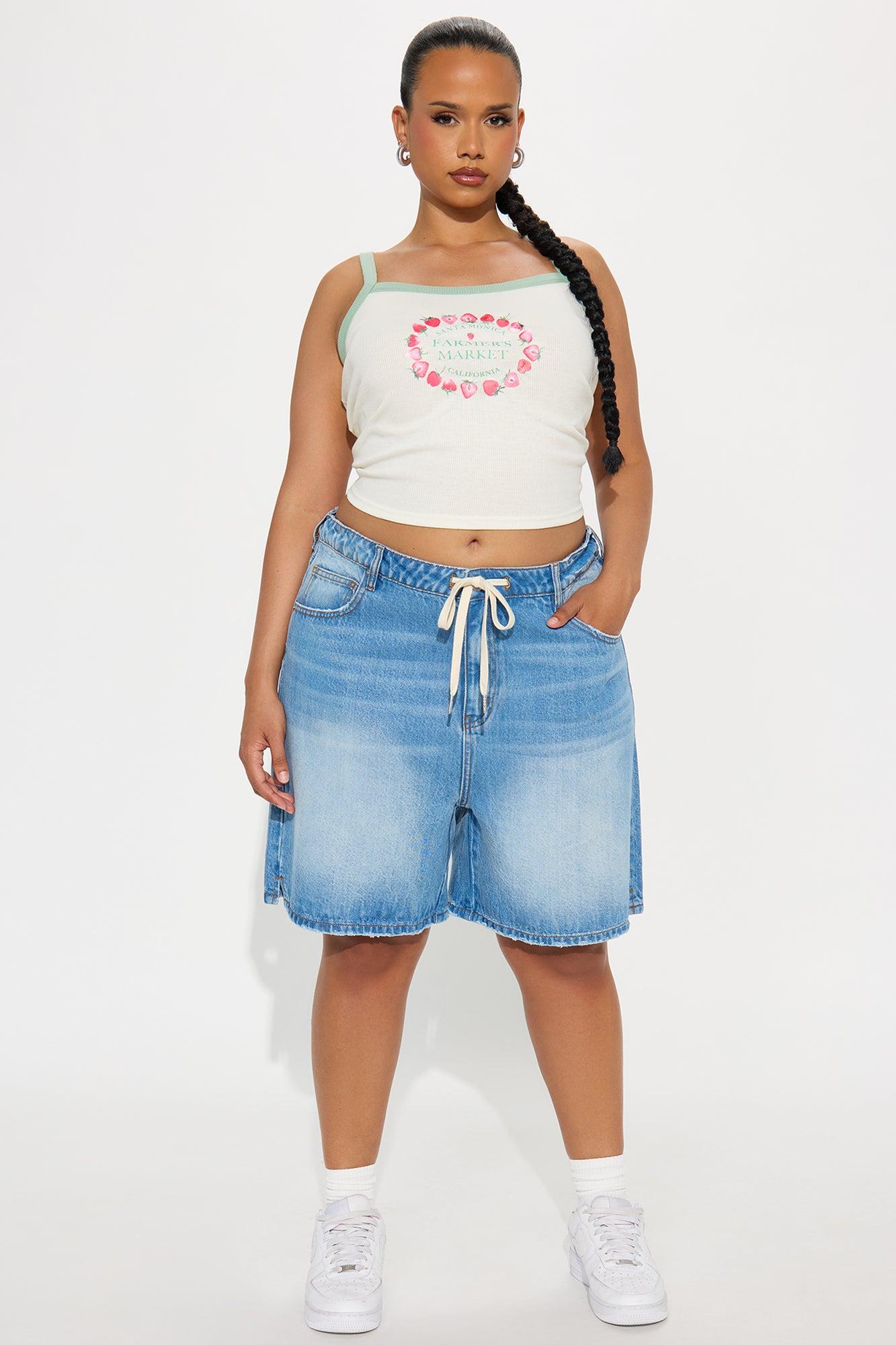 Ebb And Flow Drapey Denim Shorts - Vintage Wash Female Product Image