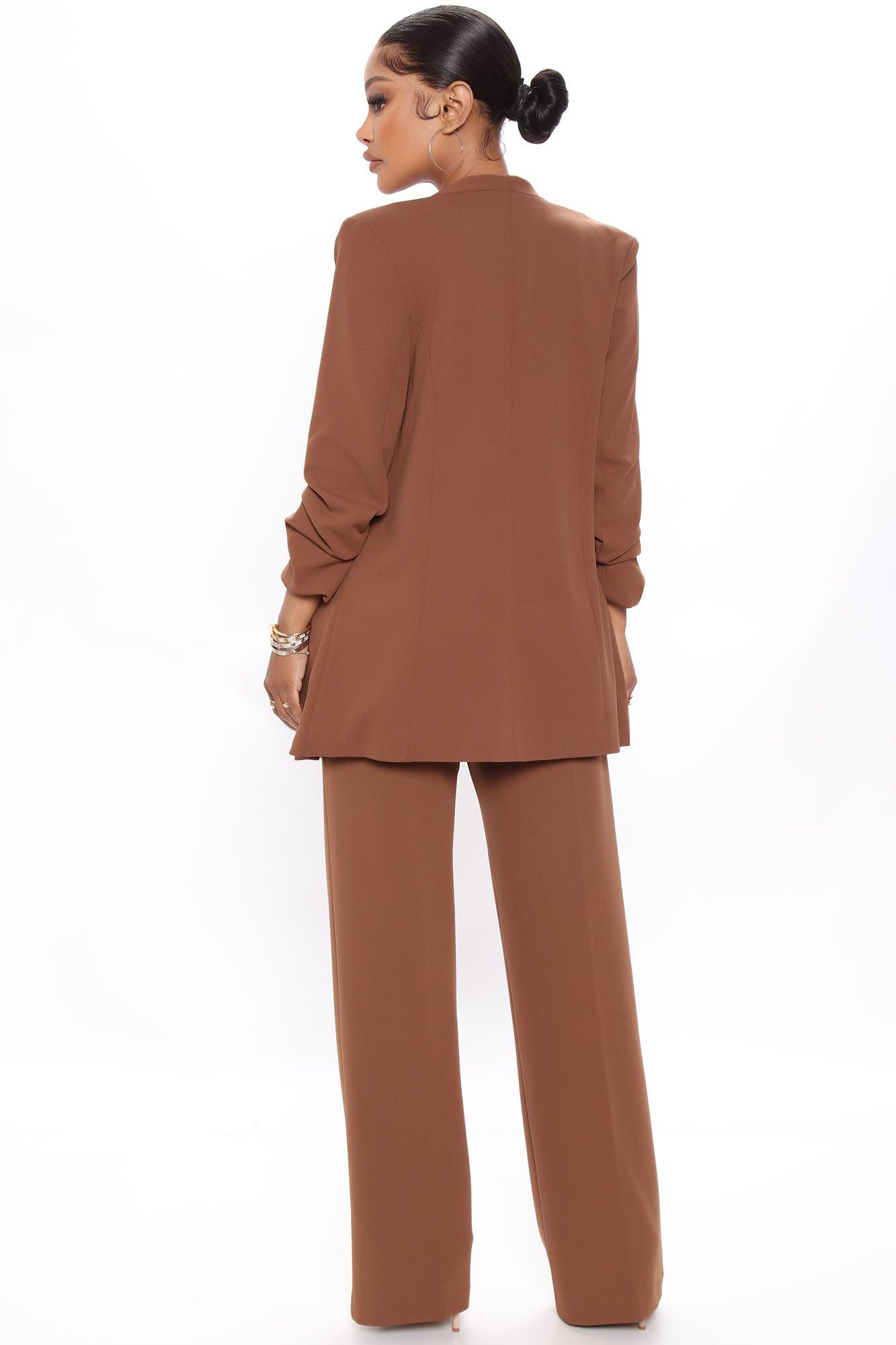 Celine Belted Wide Leg Pant - Brown Product Image