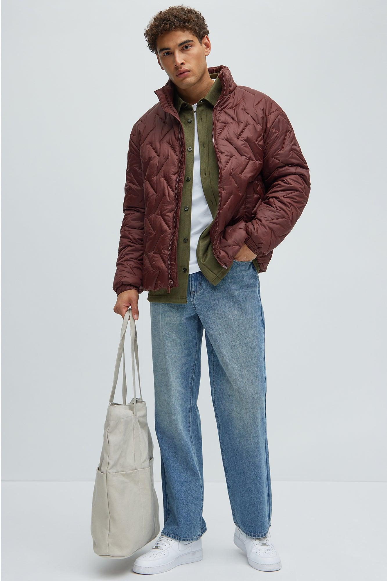 Off Road Quilted Jacket - Burgundy Product Image