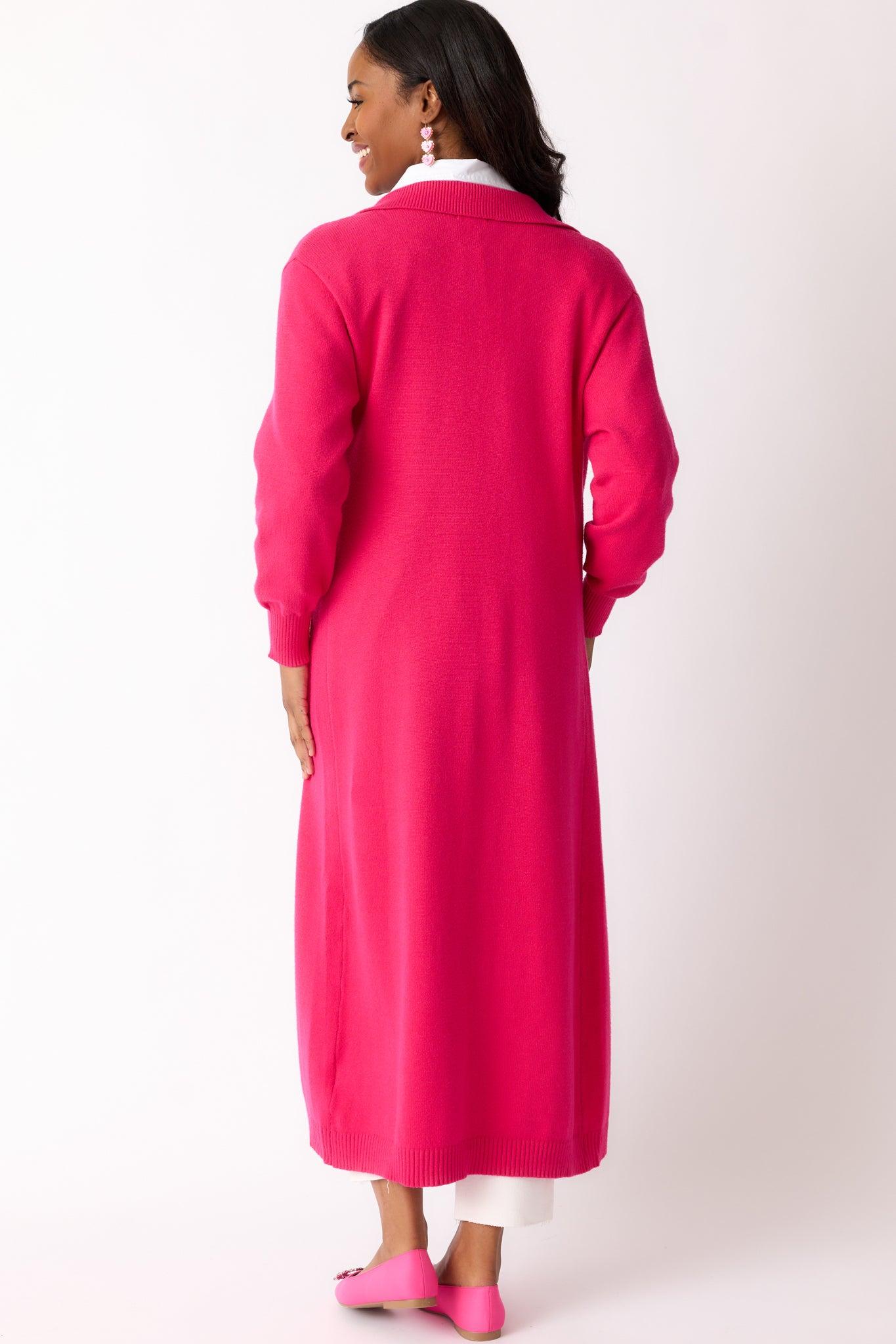 Shopping Around Hot Pink Longline Cardigan L / Hot Pink Product Image