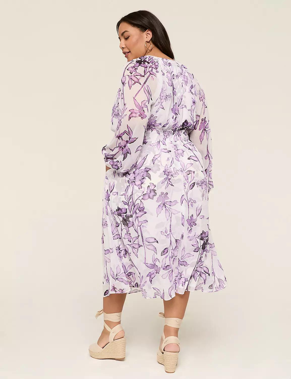 Long-Sleeve Smocked-Waist Maxi Dress Product Image