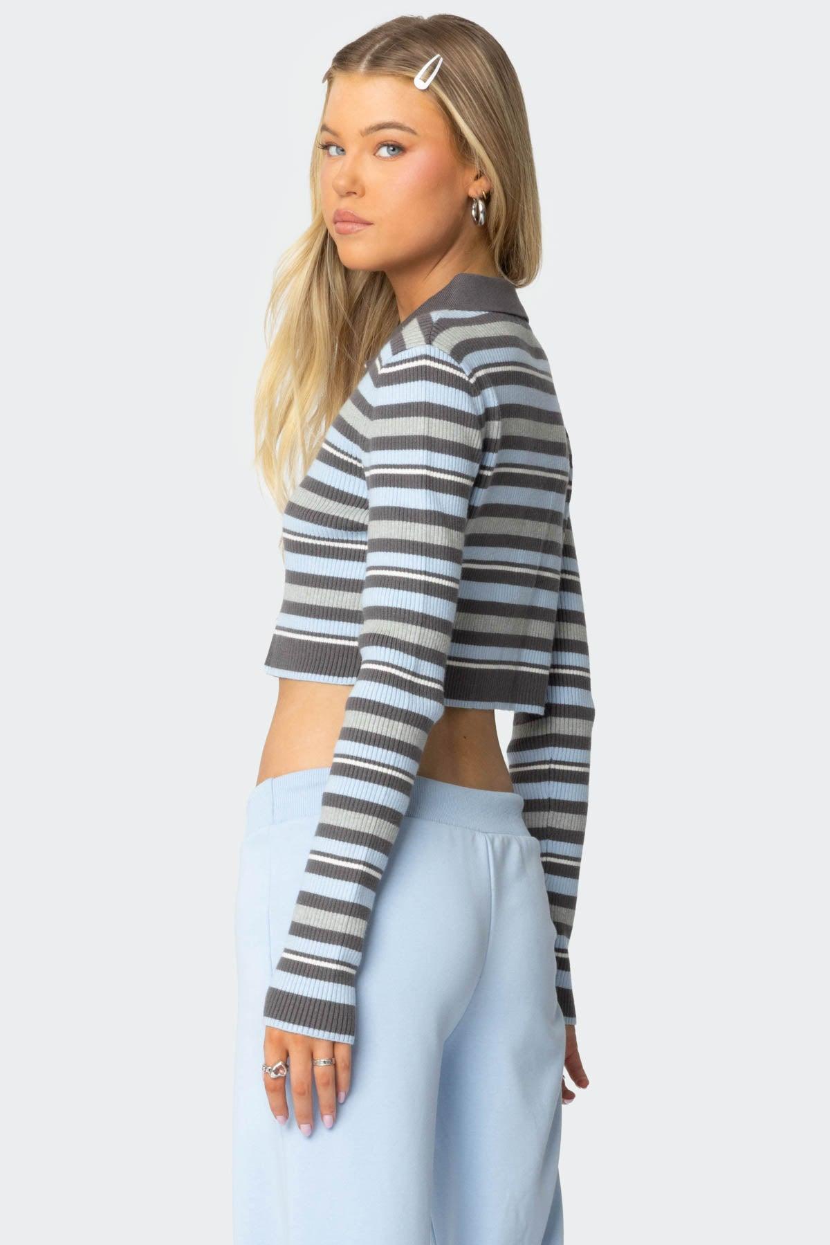 Giulia Stripey Ribbed Knit Top Product Image