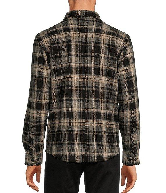 Roundtree & Yorke Long Sleeve Button Down Collar Medium Plaid Knit Button Front Shirt Product Image