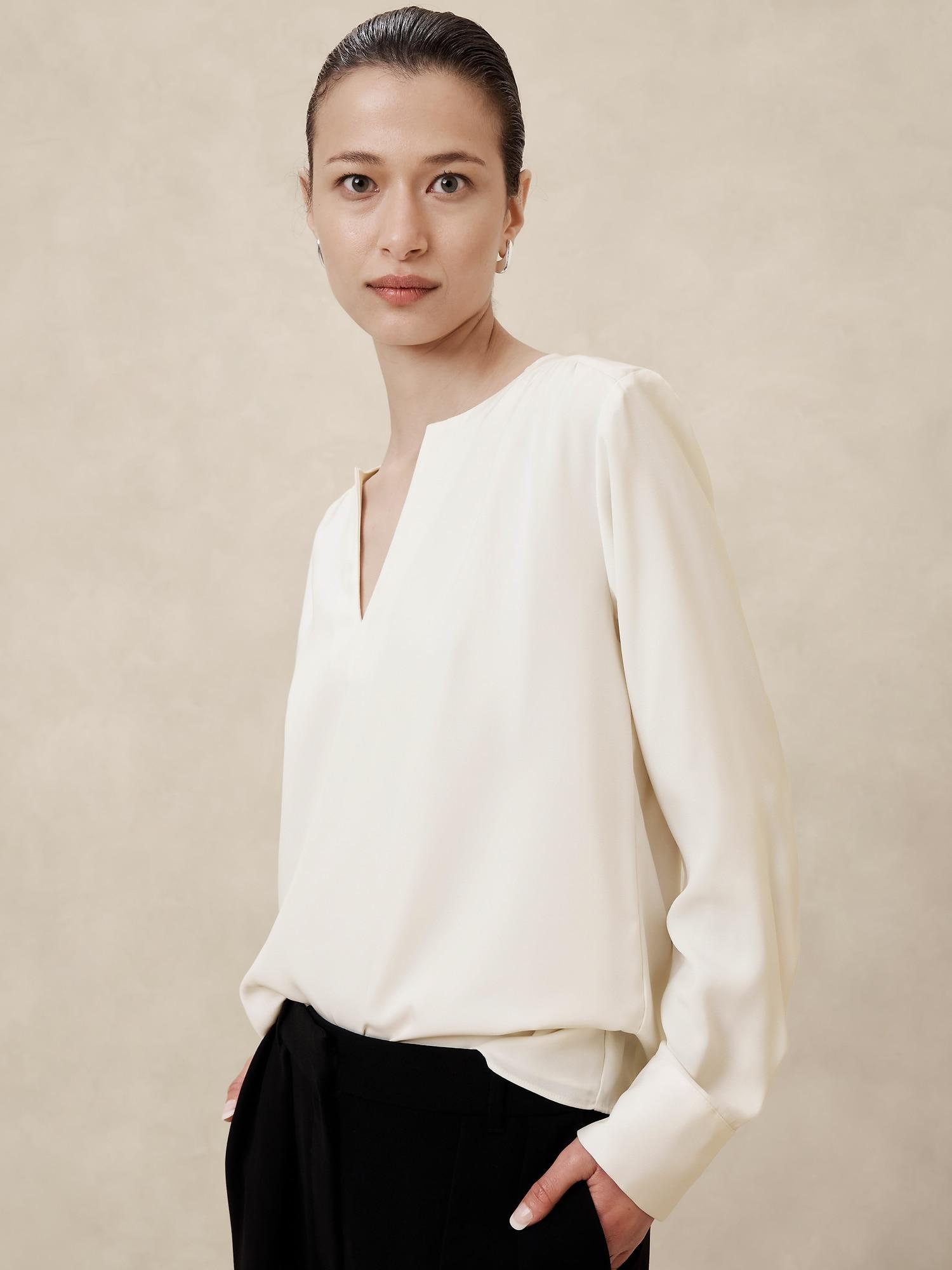 Shirred V-Neck Blouse Product Image