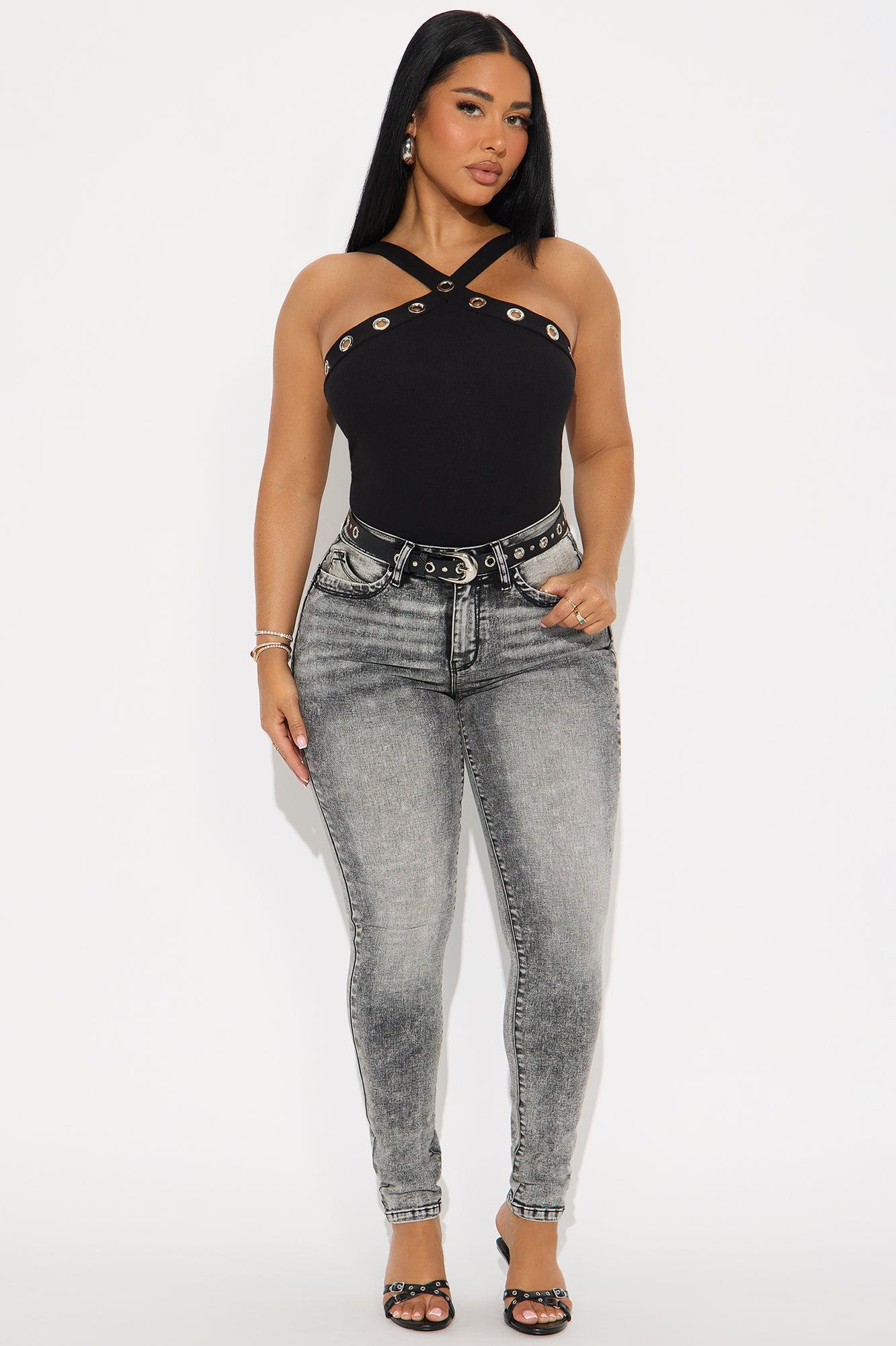 Resist Me Grommet Y-Neck Bodysuit - Black Female Product Image