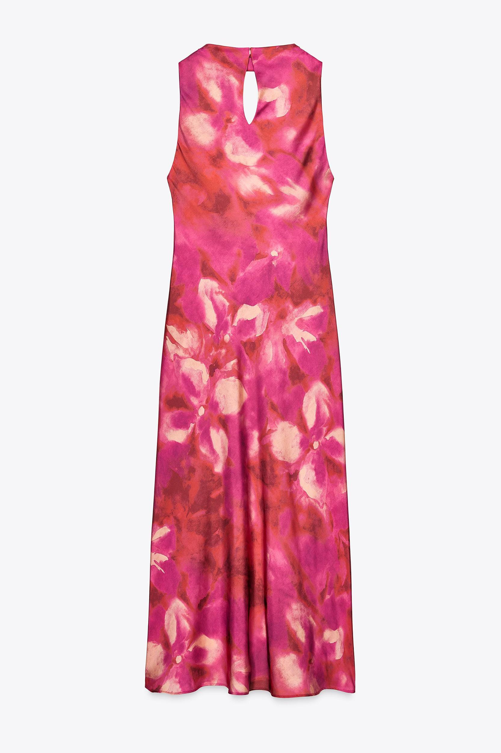 PRINTED SATIN EFFECT MIDI DRESS Product Image