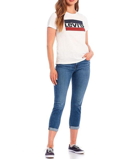 Levi's® Mid Rise Tapered Leg Rolled Hem Stretch Denim Boyfriend Jeans Product Image