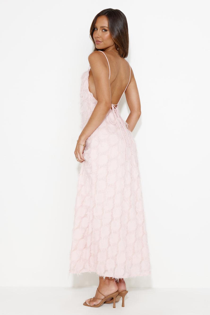 Never Unnoticed Cowl Neck Midi Dress Pink Product Image