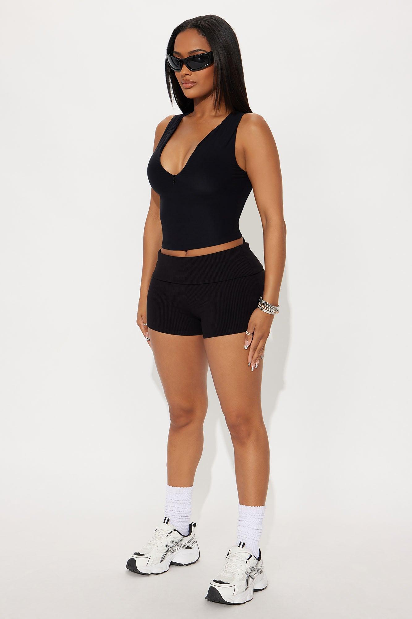 Second Skin Double Lined Zip Front Tank - Black Female Product Image