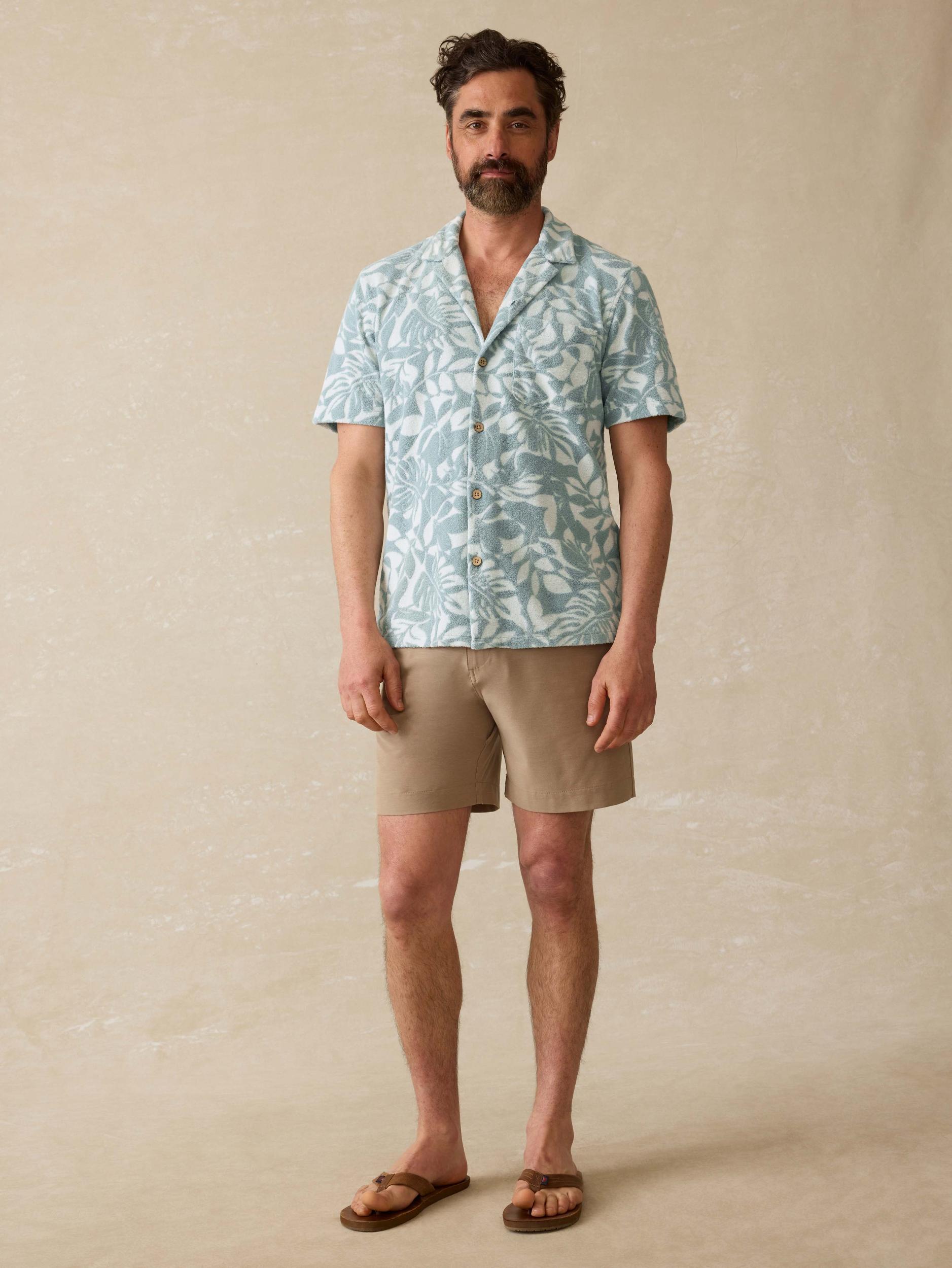 Short-Sleeve Cabana Towel Terry Shirt - Poolside Foliage Teal Male Product Image