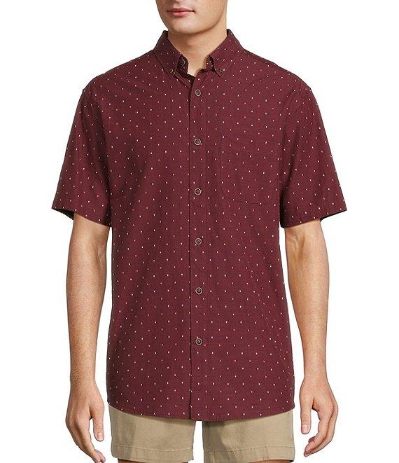 Roundtree & Yorke Short Sleeve Clip Dobby Sport Shirt Product Image