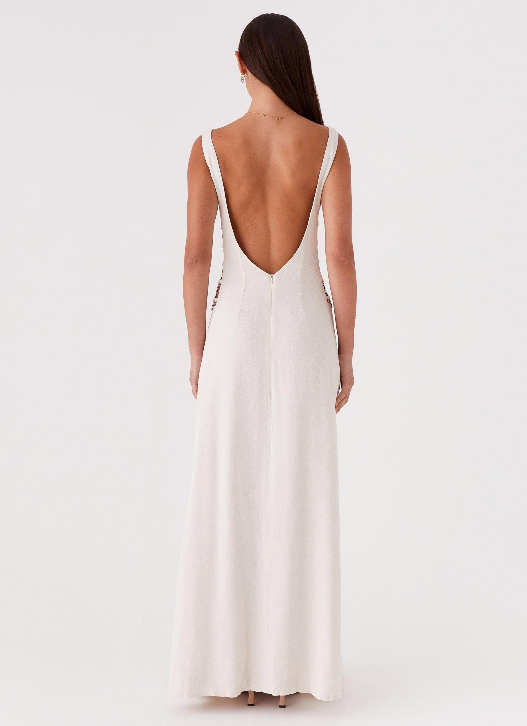 Catherine Linen Maxi Dress - Oatmeal Product Image