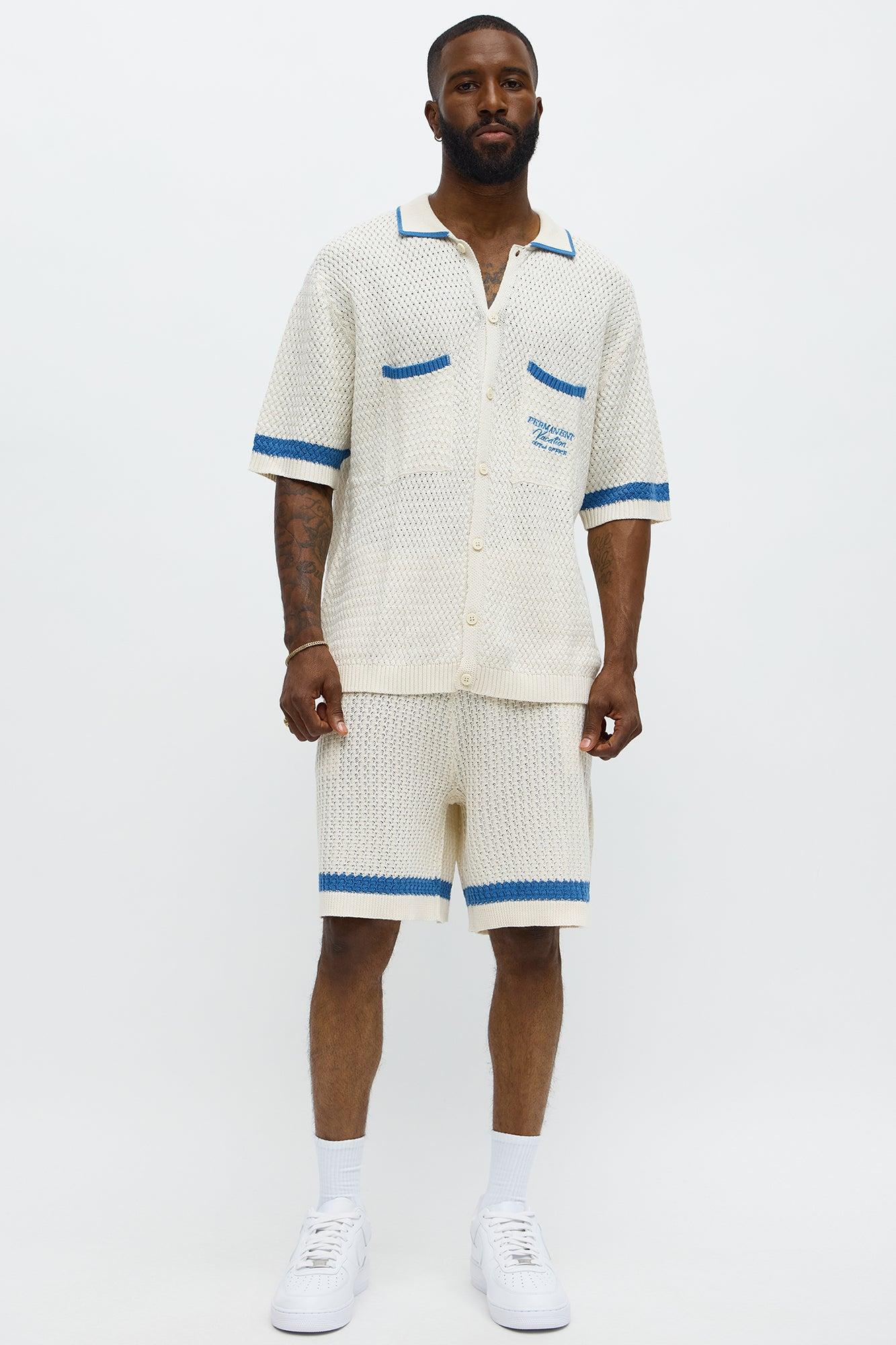 Relaxed Margarita Knit Shorts - White/Blue Male Product Image