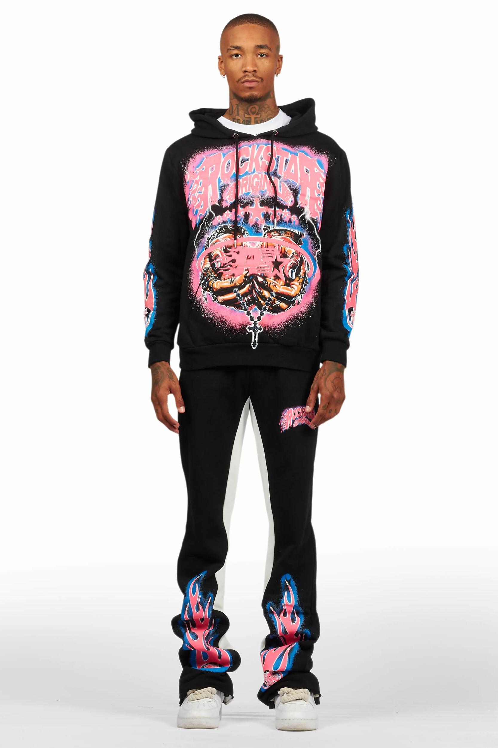 Cairo Black Hoodie/Baggy Track Pant Set Male Product Image