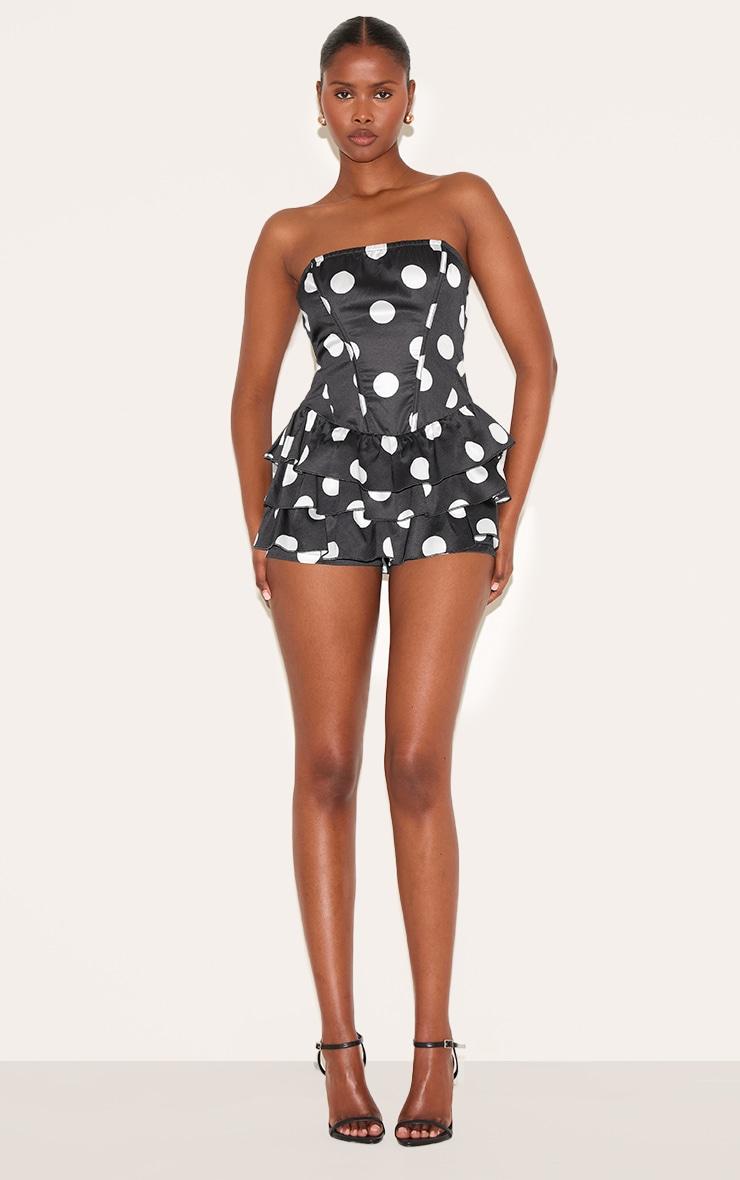 Black Polka Dot Rara Skort Woven Romper Product Image
