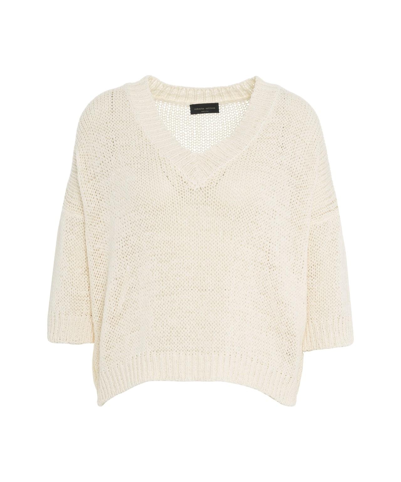 Knit sweater with V-neck Product Image