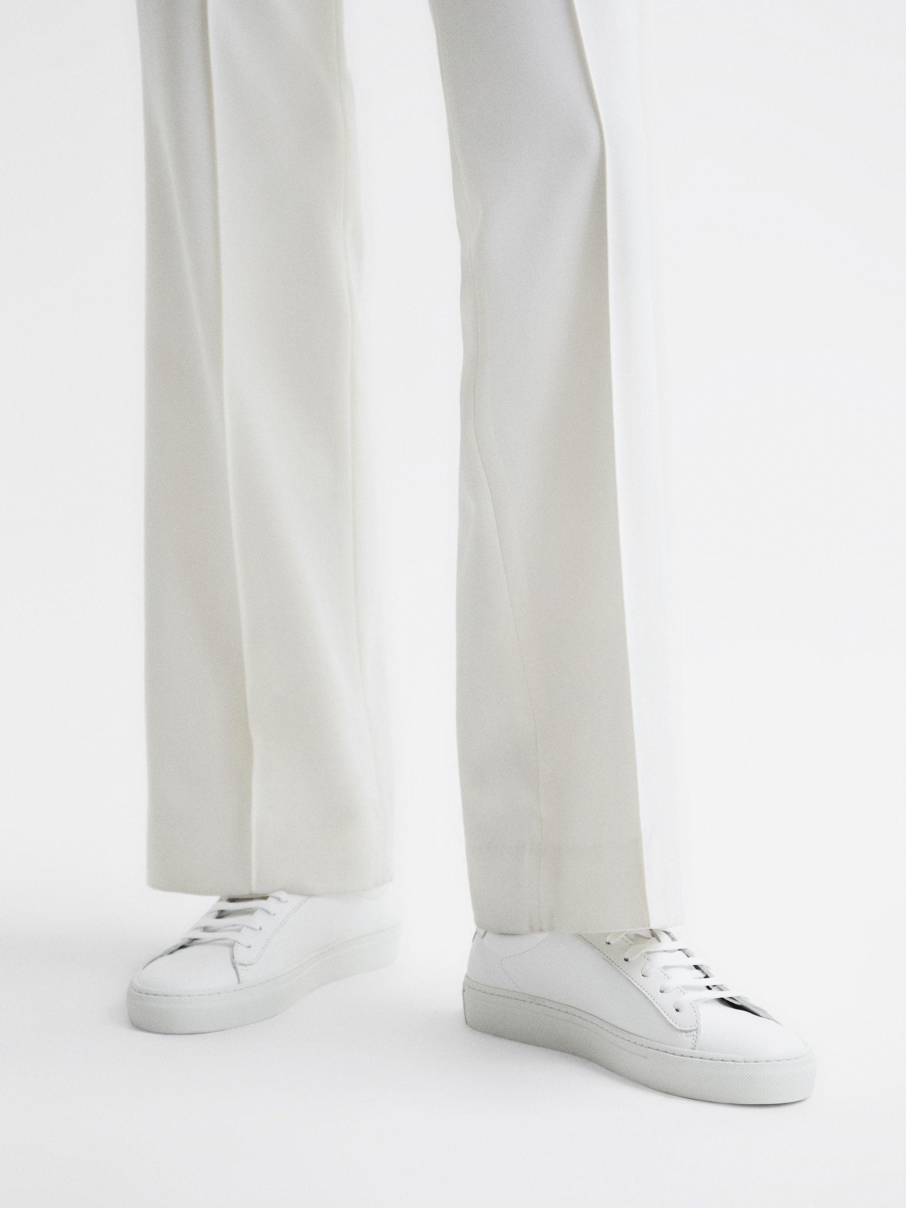 Lace Up Leather Trainers in White Product Image