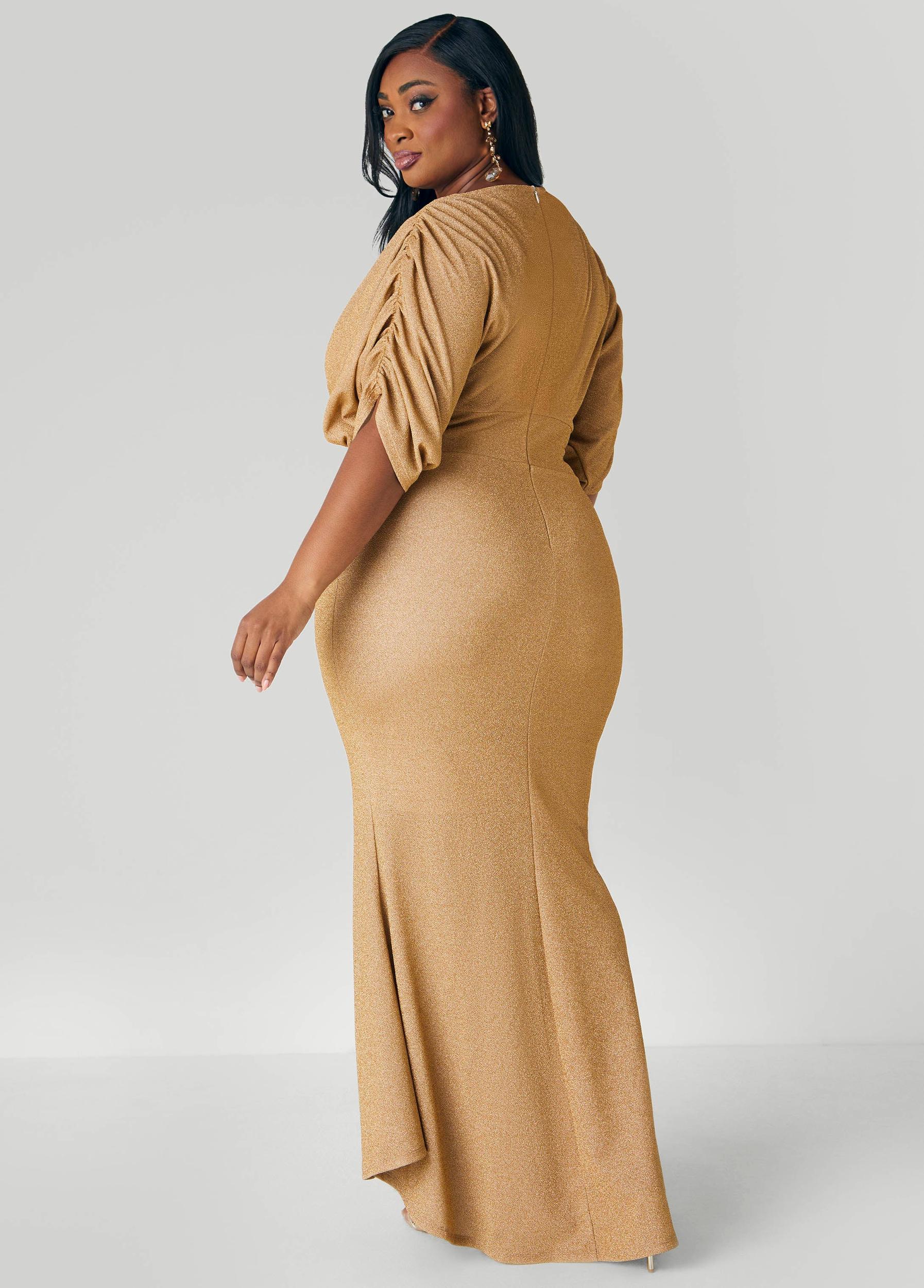 Plus Size Lurex Hi Low Mermaid Gown Ashley Stewart Product Image