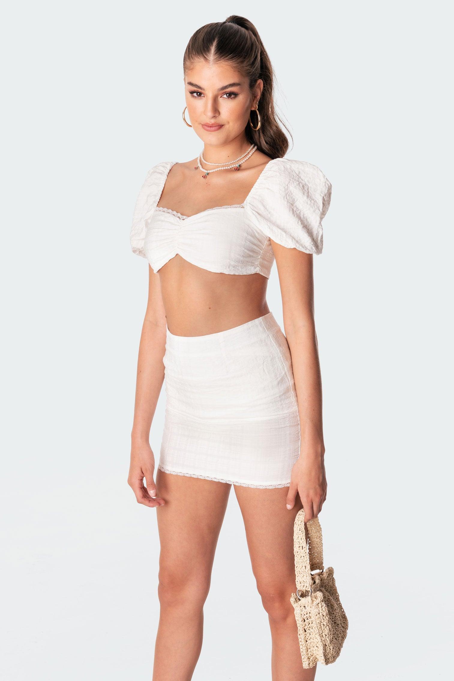 Romy Linen Look Crop Top Product Image