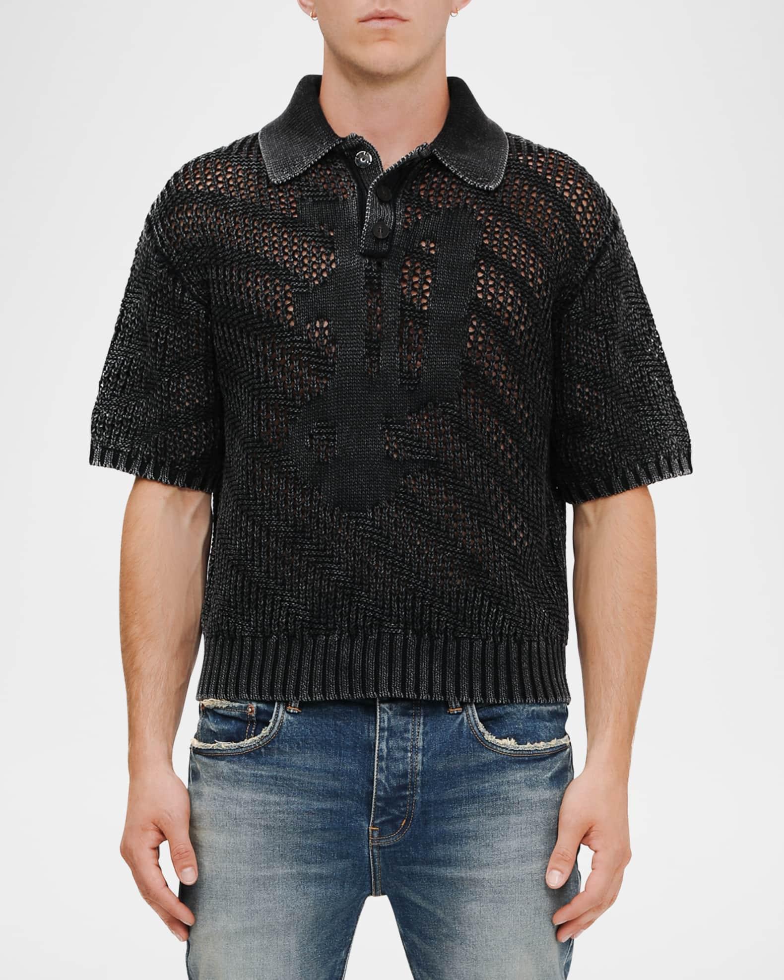 Men's Acid Wash Polo Sweater Product Image