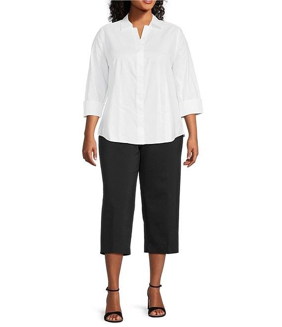 Investments Plus Size the PARK AVE fit Elite Stretch Pull-On Wide Leg Crop Pants Product Image
