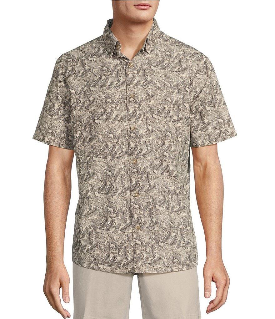 Roundtree & Yorke Performance The Charter Vented Short Sleeve Leaf Print Fishing Sport Shirt Product Image