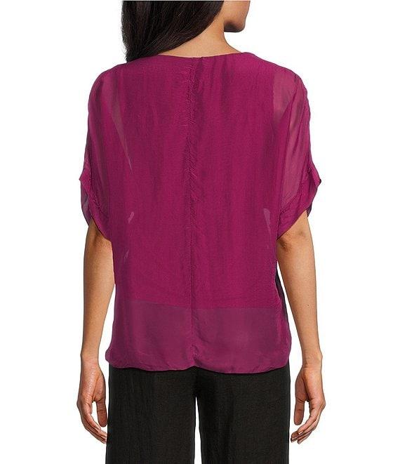 M Made in Italy Silky Scoop Neck Elbow Sleeve Hi-Lo Top Product Image