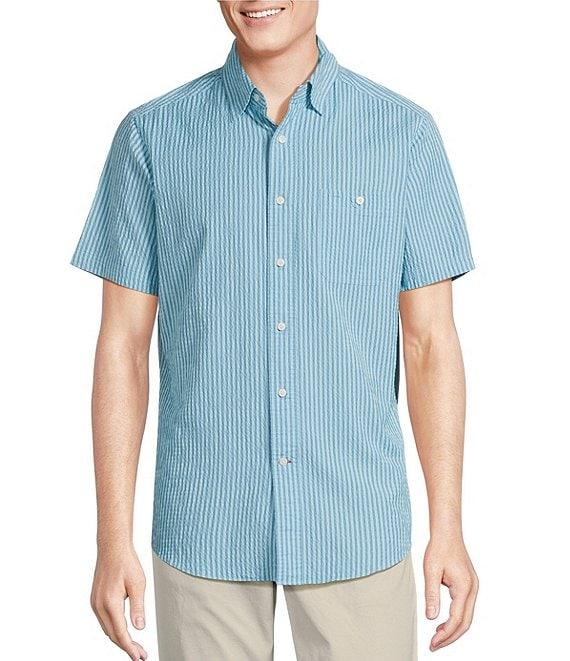 Cremieux Blue Label Performance Stretch Stripe Seersucker Short Sleeve Woven Shirt Product Image