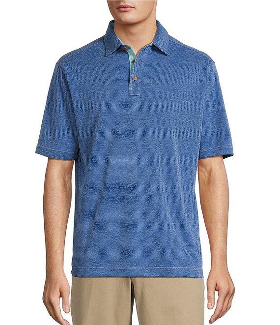 Roundtree & Yorke Short Sleeve Stripe Polynosic Polo Shirt Product Image