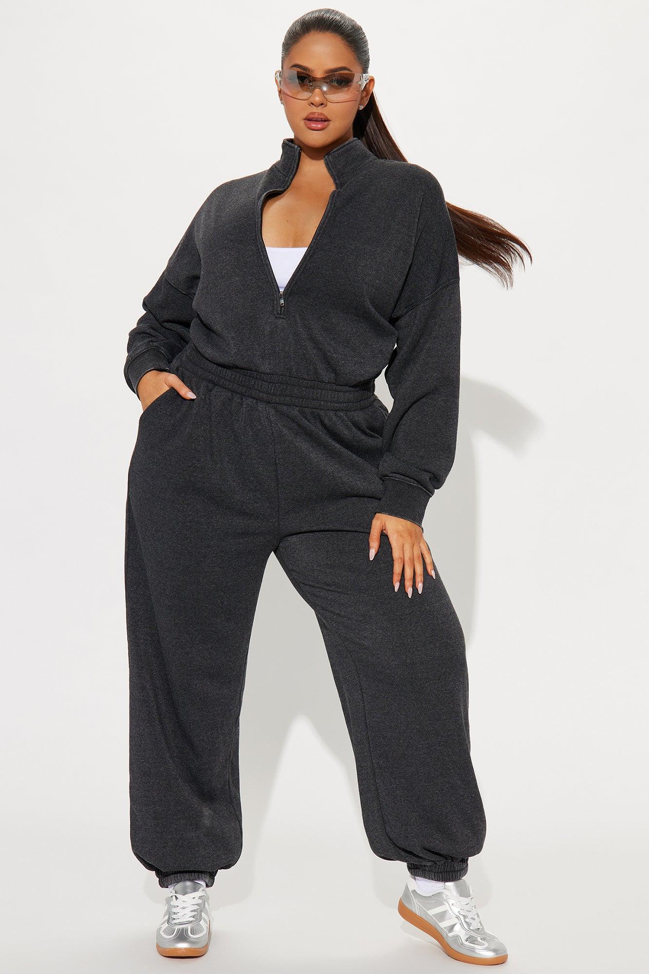 Build You Up French Terry Jumpsuit - Black Product Image