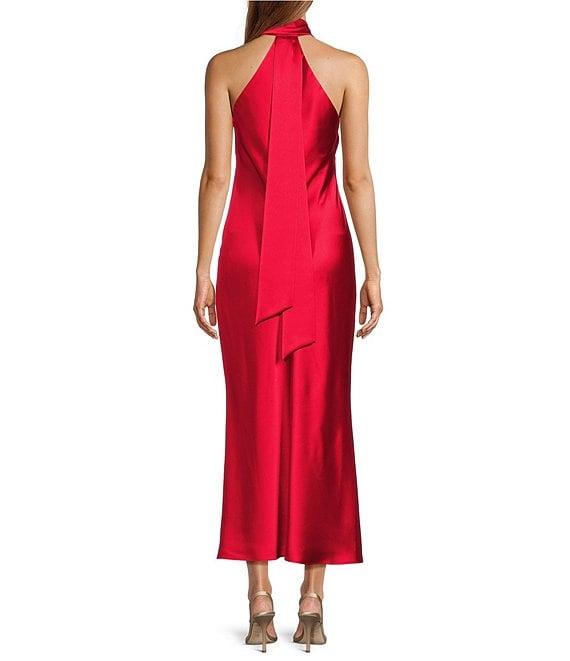 Antonio Melani Darah Satin Halter Neck Sleeveless Midi Dress Product Image