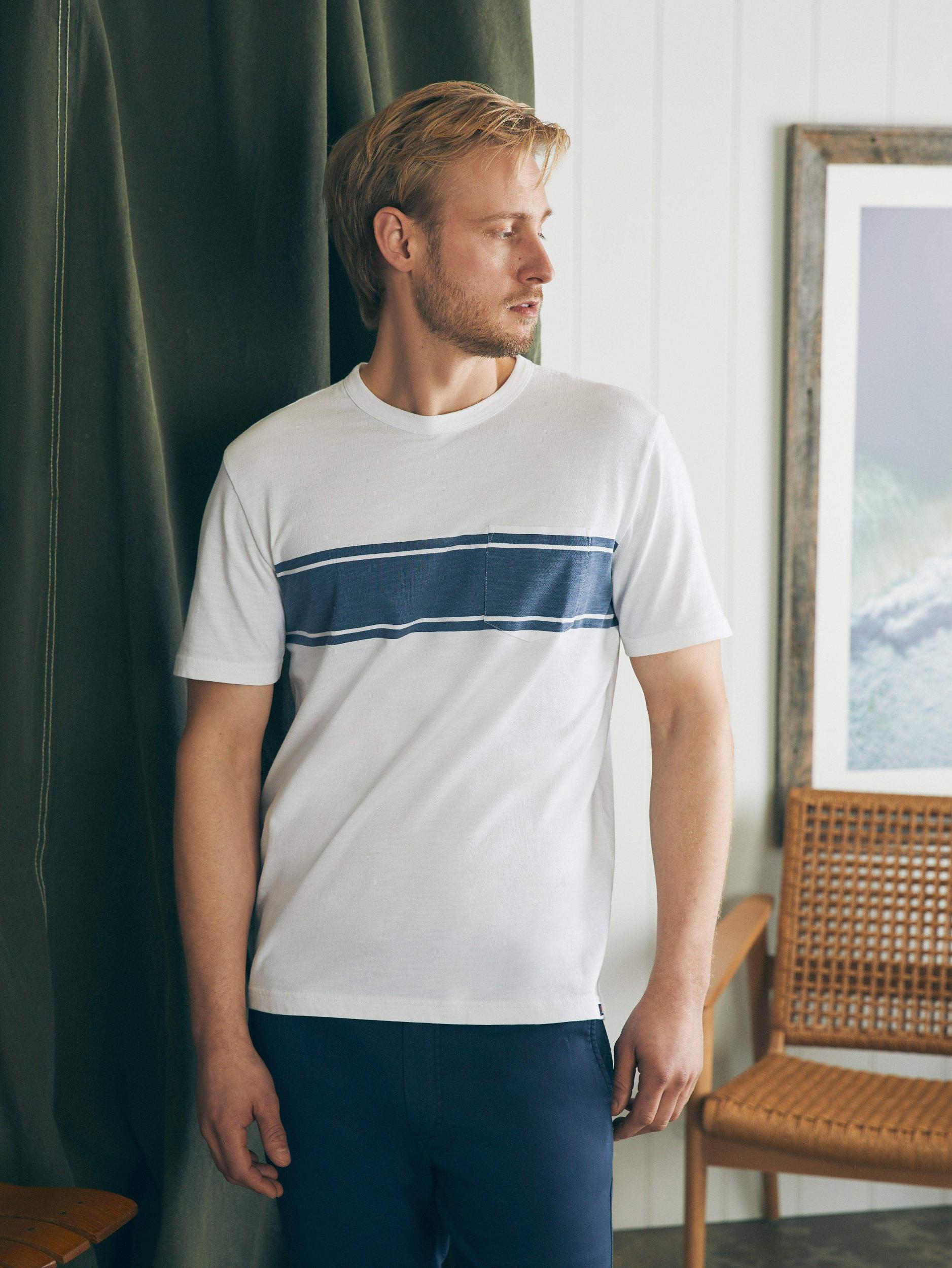 Surf Stripe Sunwashed Tee (Tall) - White Male Product Image