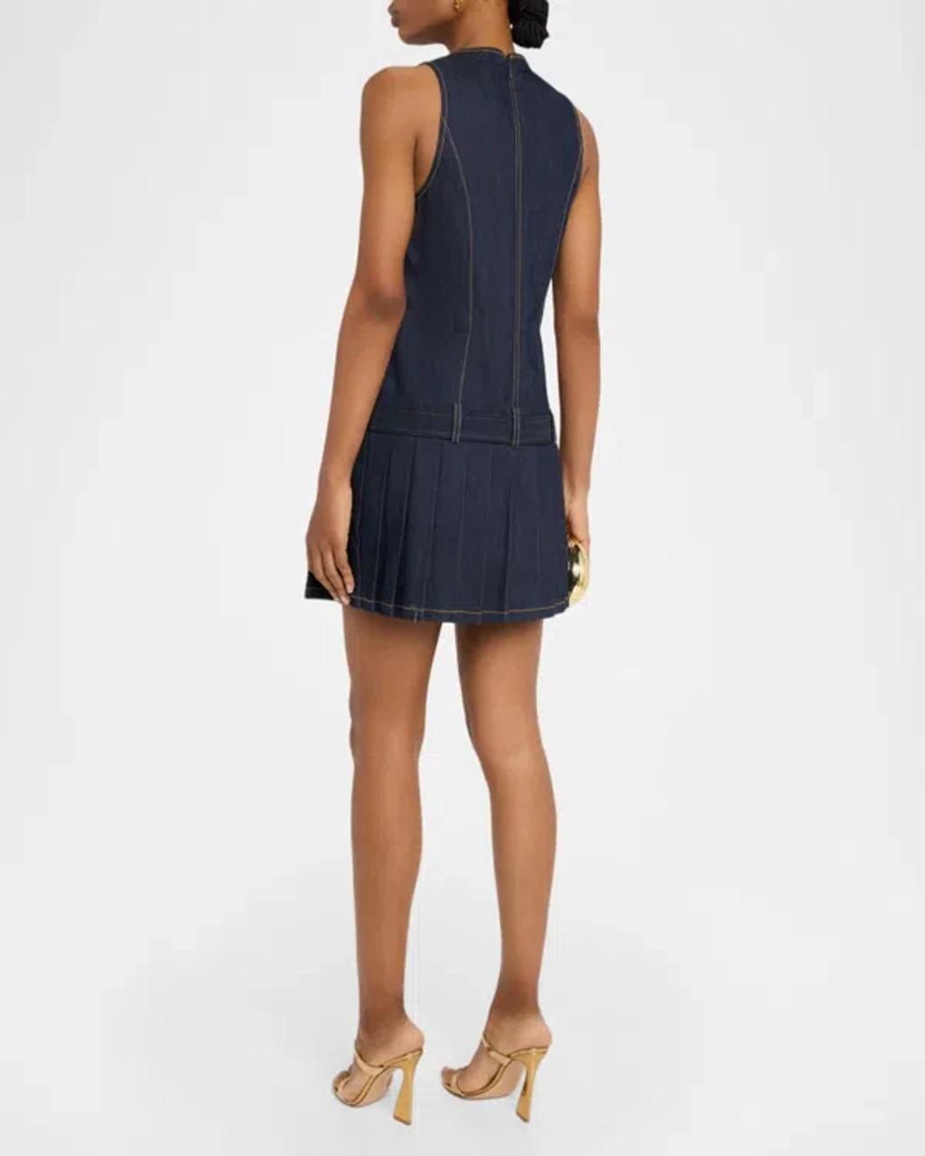 CINQ À SEPT Elyse Pleat Denim Minidress In Multi Product Image