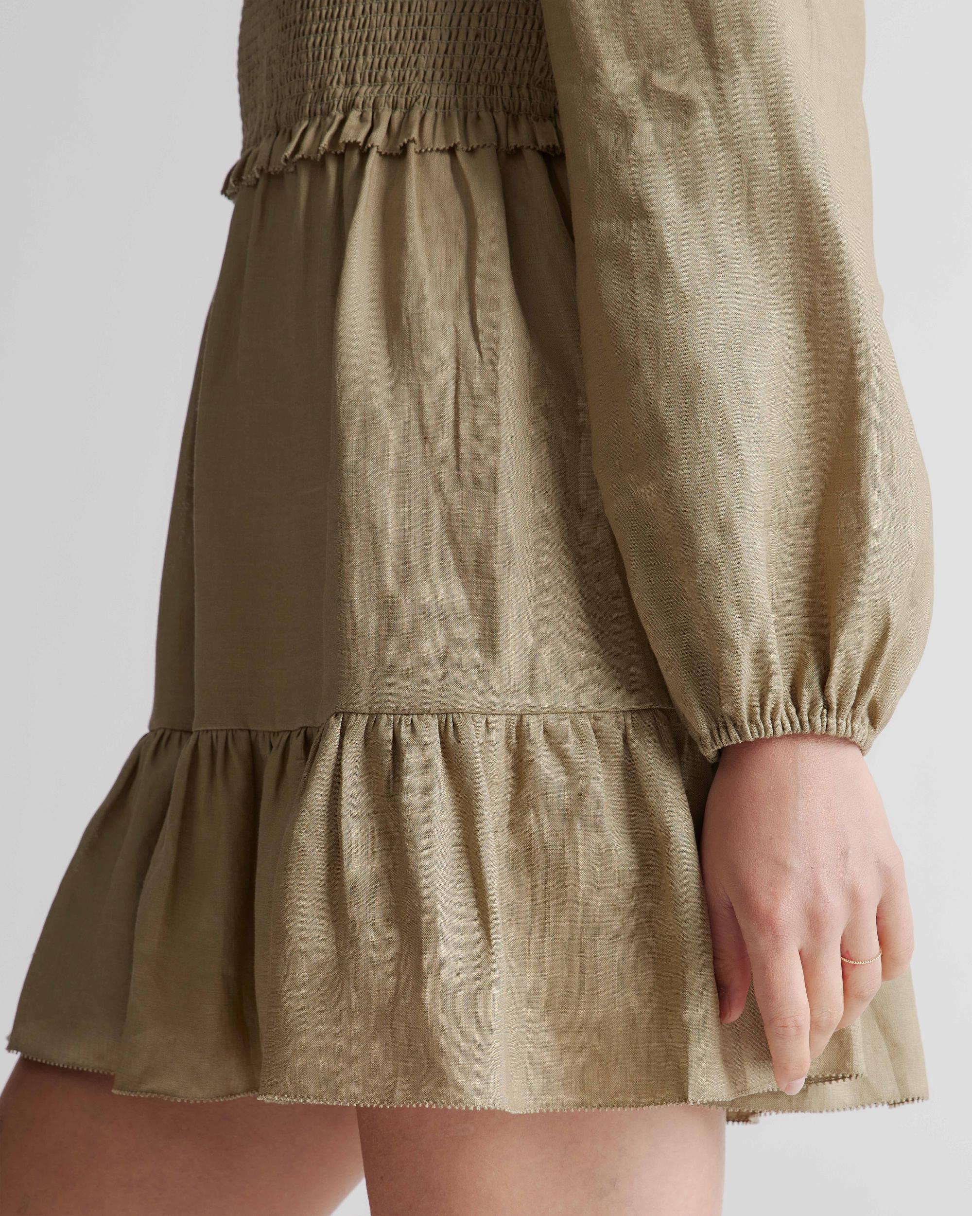 Quince | Women's 100% European Linen Smocked Mini Dress Size XS Product Image