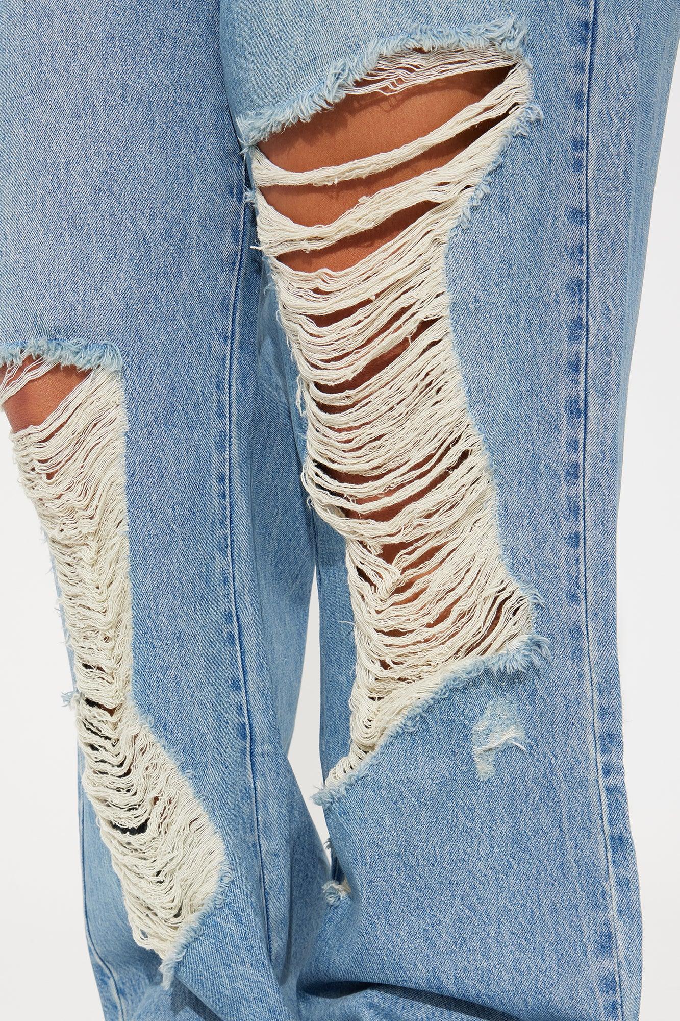 Melany Ripped Wide Leg Jeans - Medium Wash Product Image