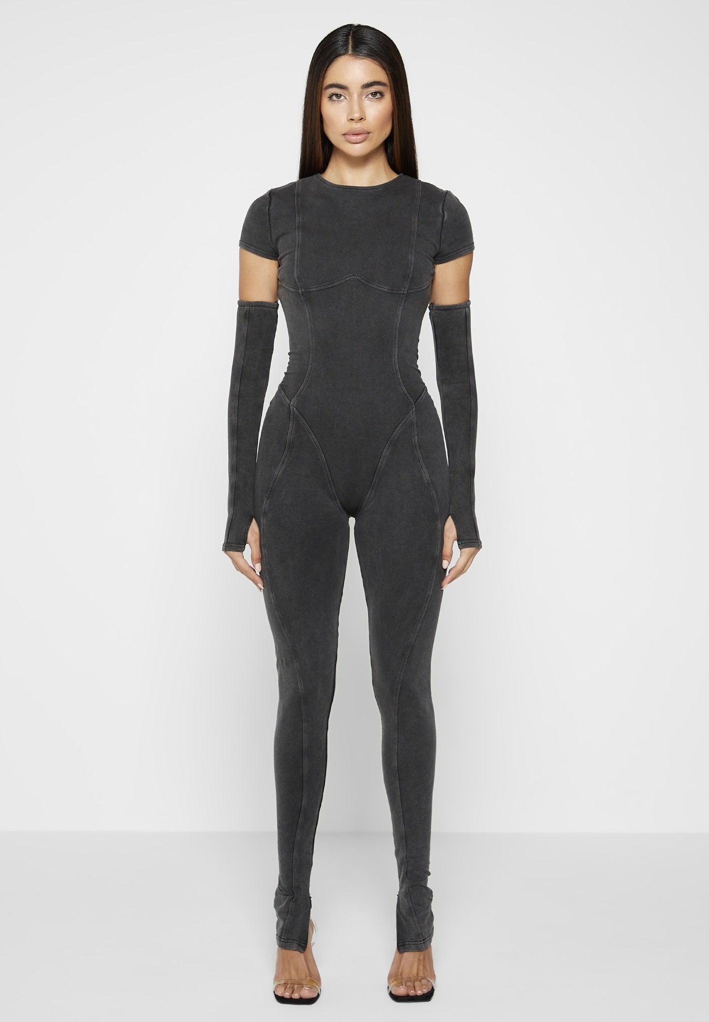 Cap Sleeve Contour Jumpsuit - Washed Grey Female Product Image