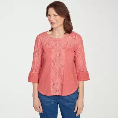 Alfred Dunner El Paso Womens Crew Neck 3/4 Sleeve T-Shirt Product Image