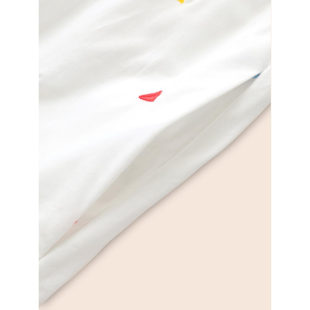 Plus Size Cotton Confetti Print Elastic Waist Midi Dress Originalwhite Women Elegant Gathered Notched collar Short sleeve Curvy BloomChic 12/L Product Image