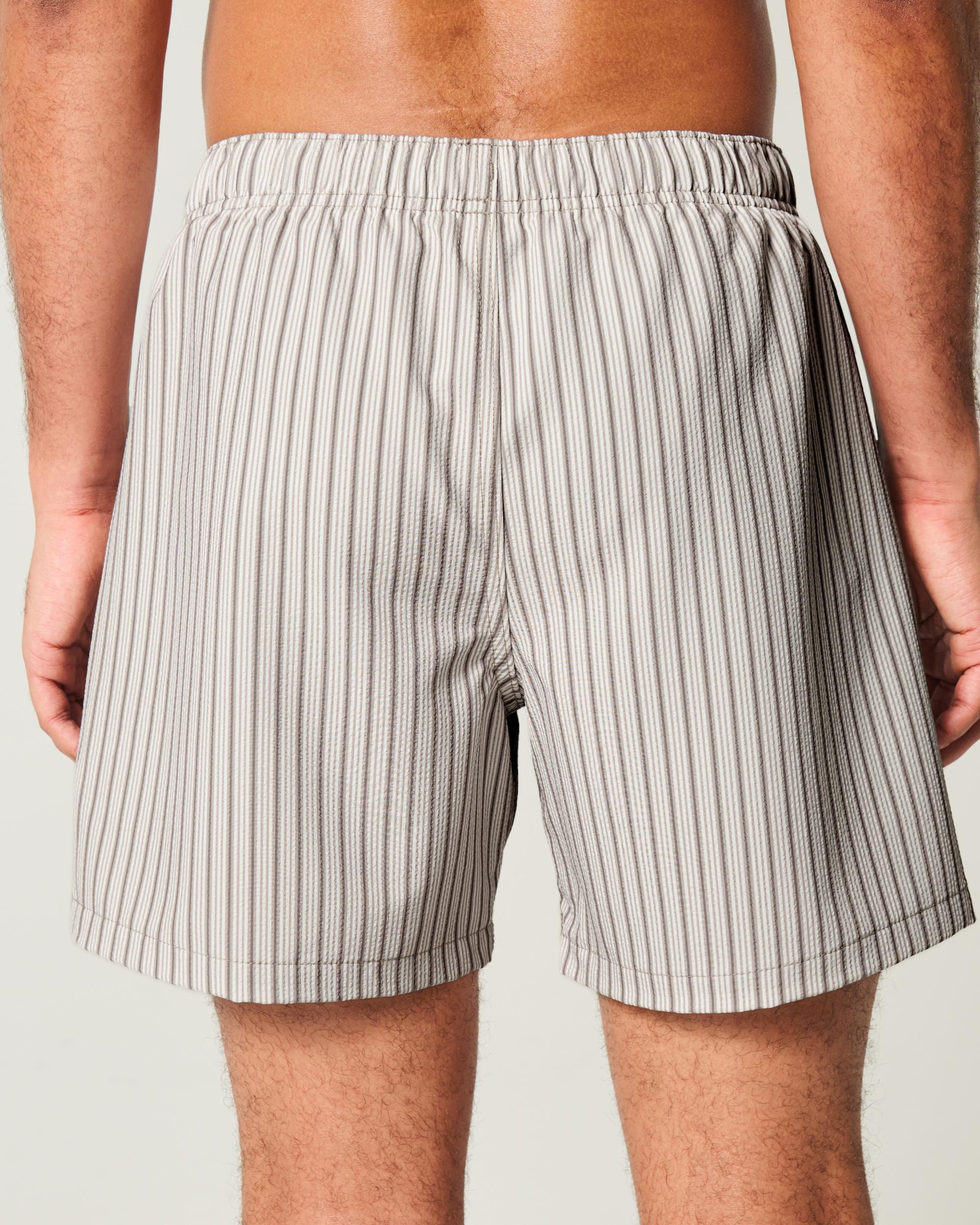 Mid-Thigh Seersucker Volley Swim Trunks Product Image