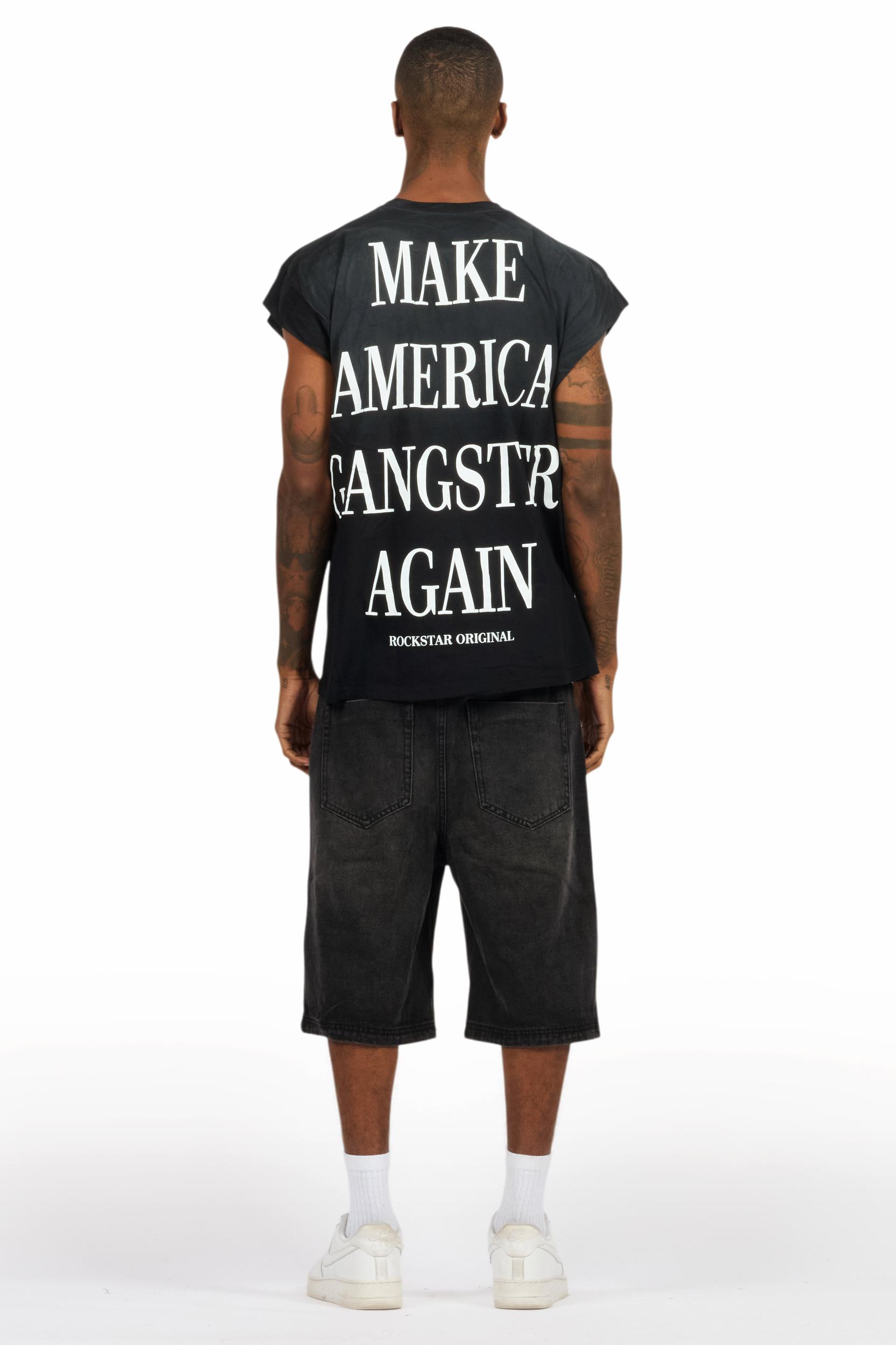 Akos Black/Red T-Shirt/Denim Short Set Male Product Image