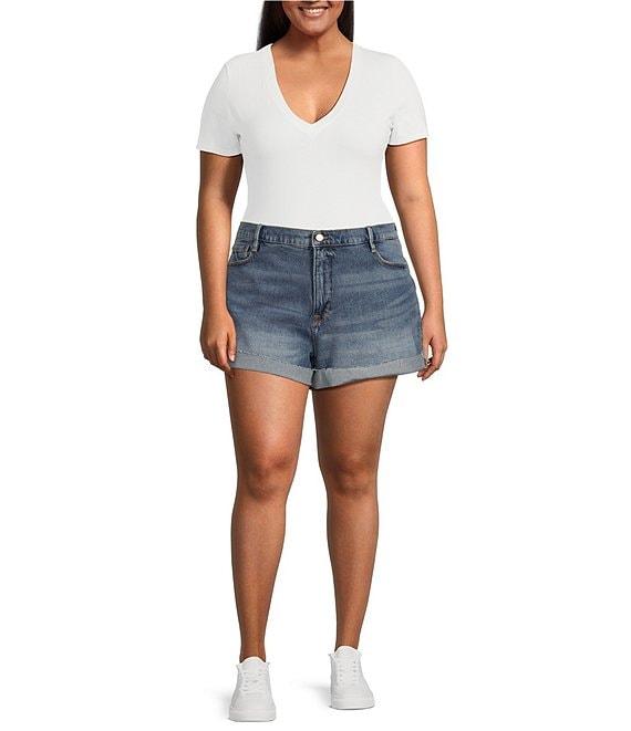 Good American Plus Size Good Girlfriend Mid Rise Shorts Product Image