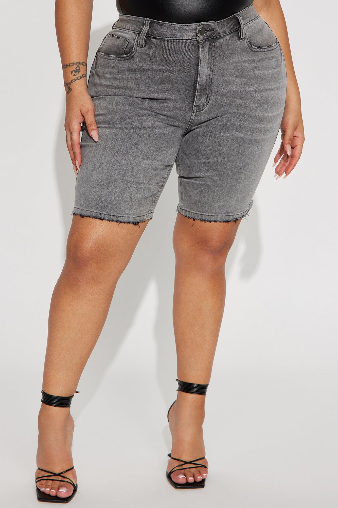 On The List Deluxe Stretch Bermuda Shorts - Grey Product Image