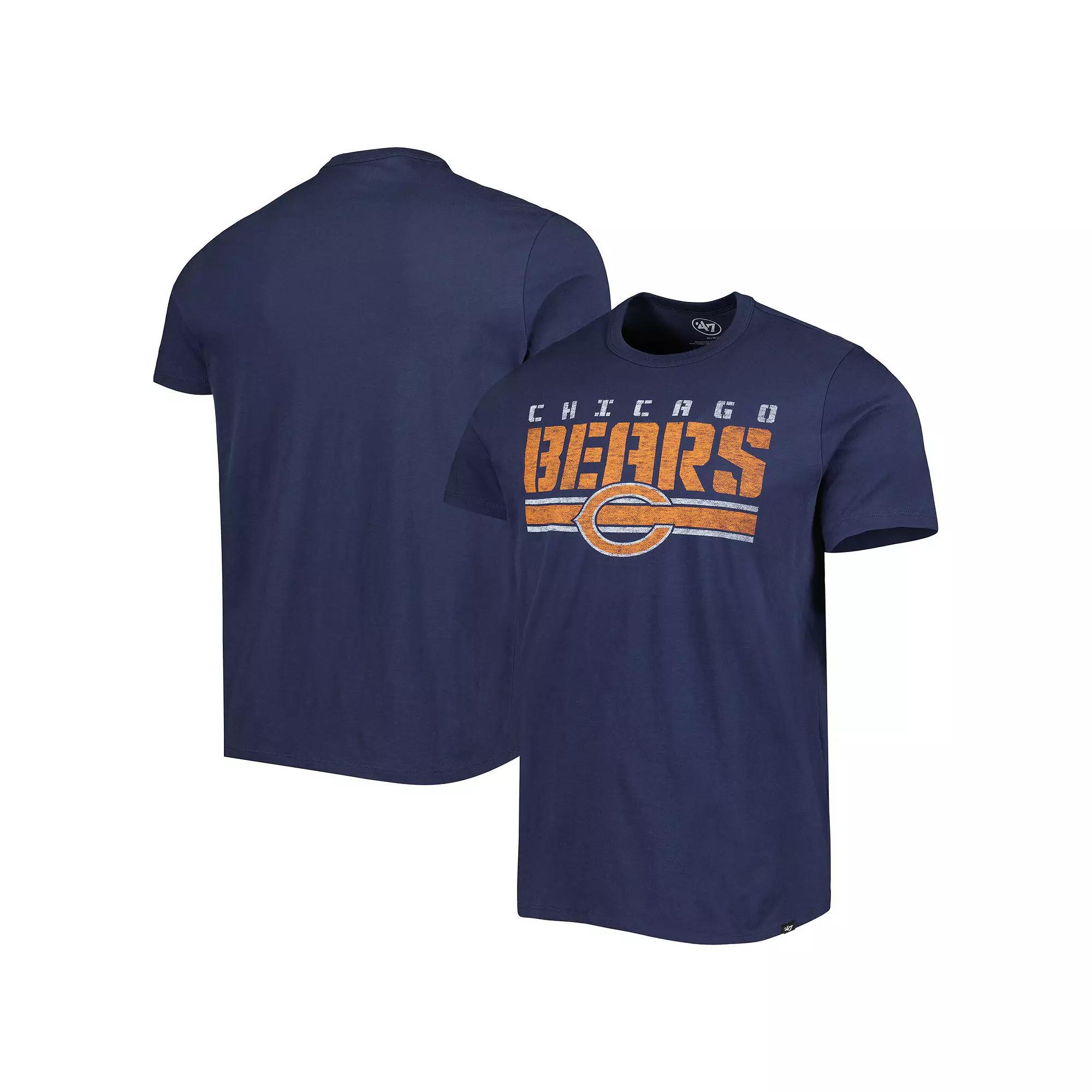Men's '47 Navy Chicago Bears Logo Team Stripe T-Shirt, Size: Small, Blue Product Image