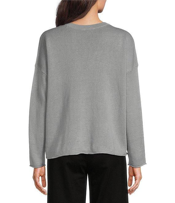 Eileen Fisher Organic Linen Cotton Cord Crew Neck Long Sleeve Top Product Image