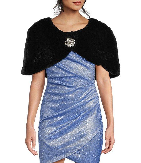 I.N. San Francisco Faux Fur Novelty Brooch Shrug Product Image